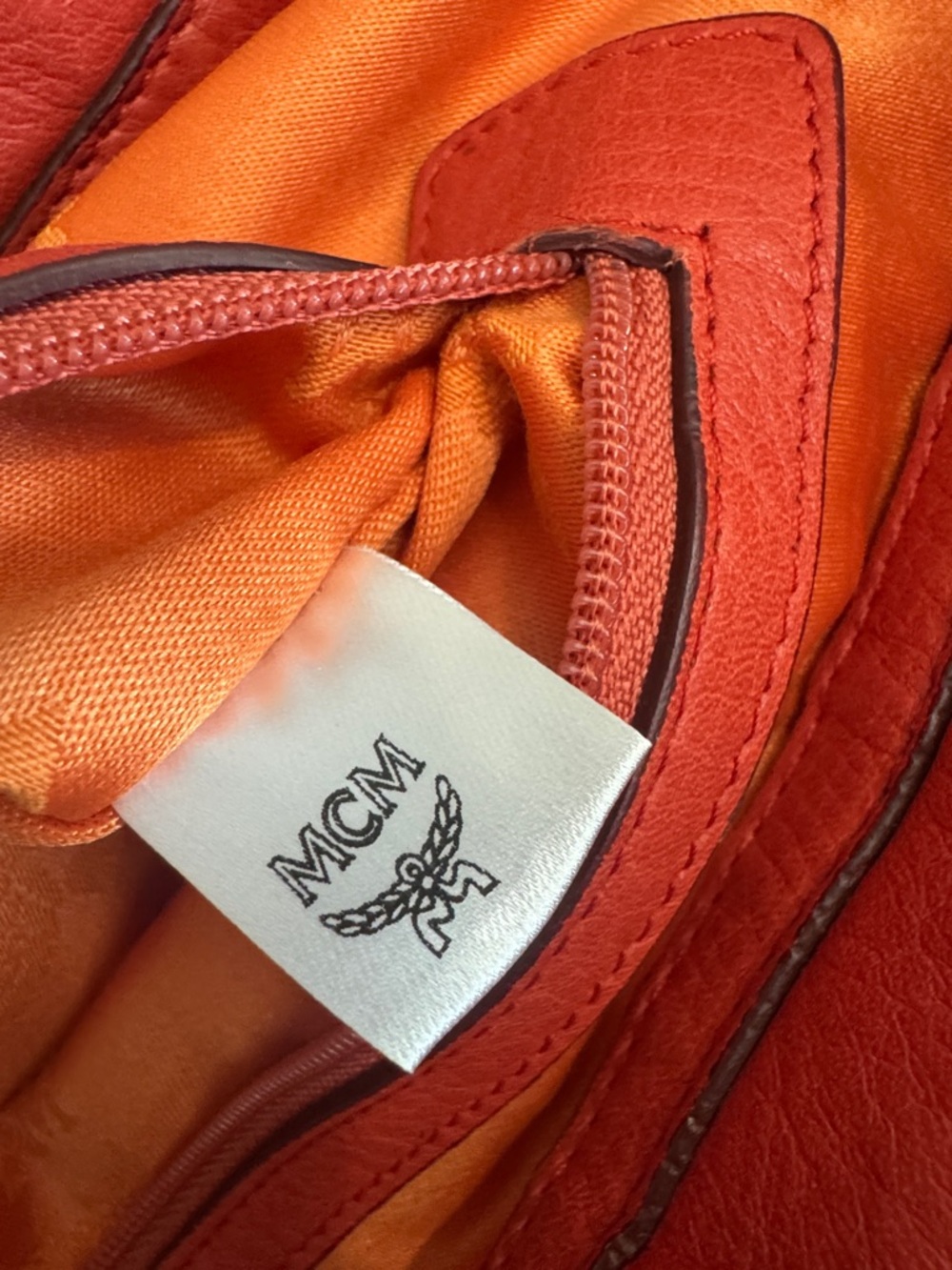 MCM orange Leather Shoulder Tote with Top Handles - Picture 11 of 14
